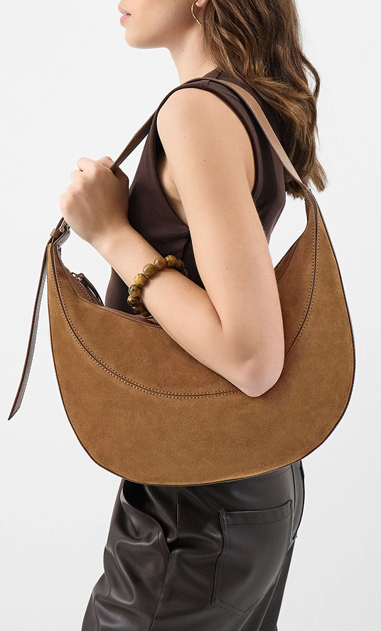 Scoop Suede Shoulder Bag