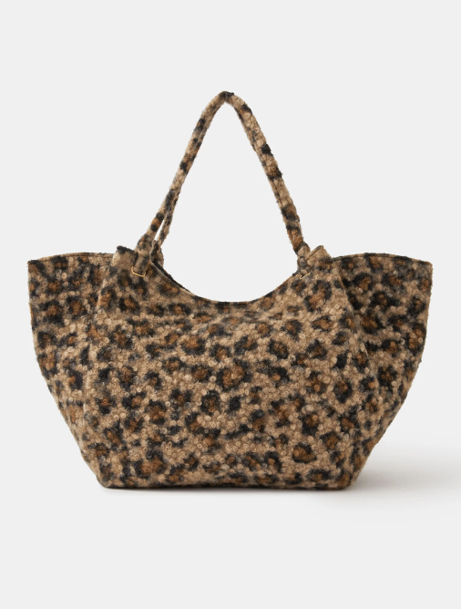 Leopard Print Teddy Shoulder Bag