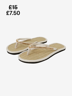 Beaded Flip Flops Cream