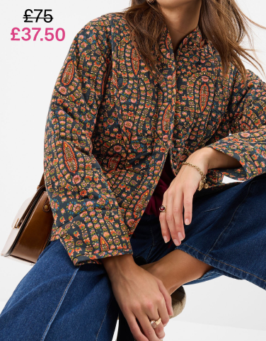 Floral Paisley Print Quilted Jacket Black