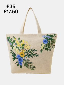 Floral Embroided Tote Bag