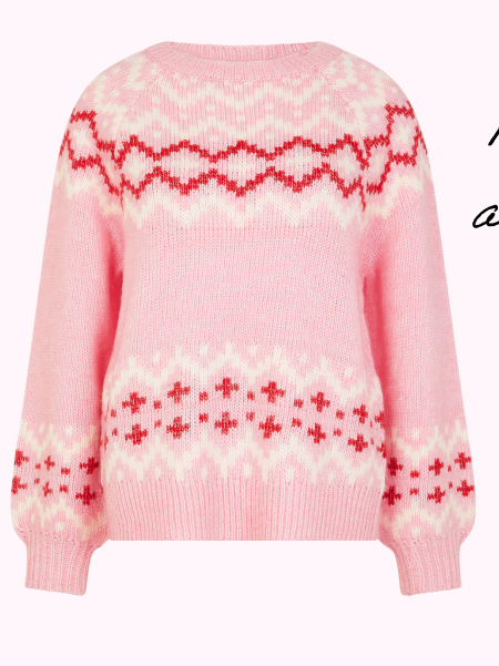 Oversized Fair Isle Jumper Pink