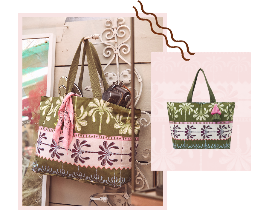 Palm Print Beach Bag