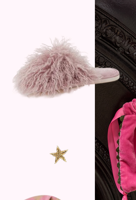 Shaggy Faux Fur Slippers Purple