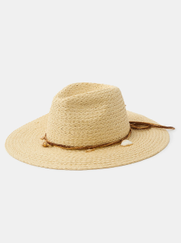 Shell Charm Straw Fedora Hat