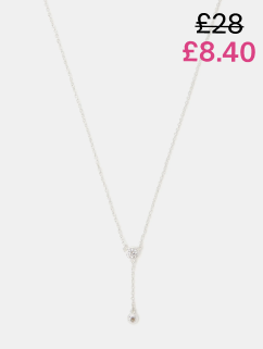 Sterling Silver Diamanté Lariat Necklace