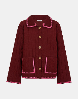 Whipstitch Quilted Corduroy Jacket Red