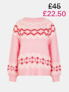 Oversized Fair Isle Jumper Pink
