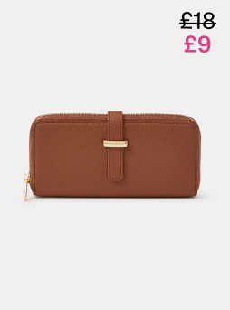 Tab Zip Around Purse Tan