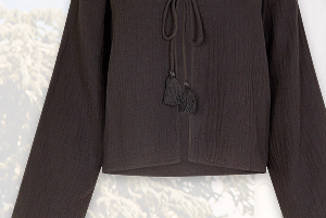 Tie Front Crinkle Top Black