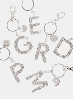 Diamante Initial Keyring Silver