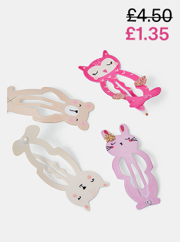 4-Pack Girls Animal Shape Hair Clips