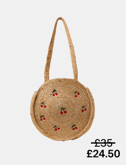 Cherry Round Jute Shoulder Bag