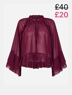 Ruffle Chiffon Blouse Red