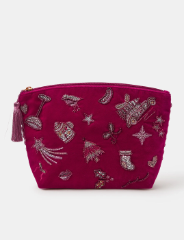 Large Christmas Embellished Velvet Pouch