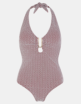 Halter Neck Shaping Swimsuit Red