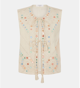 Embroidered Waistcoat Natural