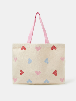 Cross Stitch Heart Shopper Bag