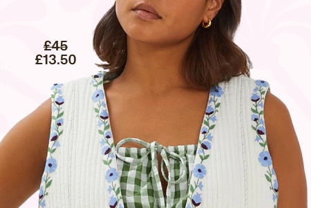 Floral Embroidered Waistcoat Ivory