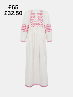 Embroidered Long Sleeve Maxi Dress