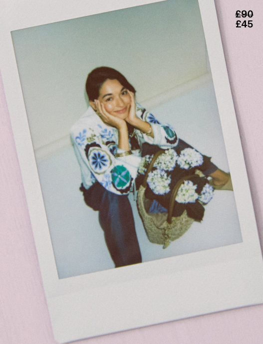 Embroidered Tie Front Jacket White