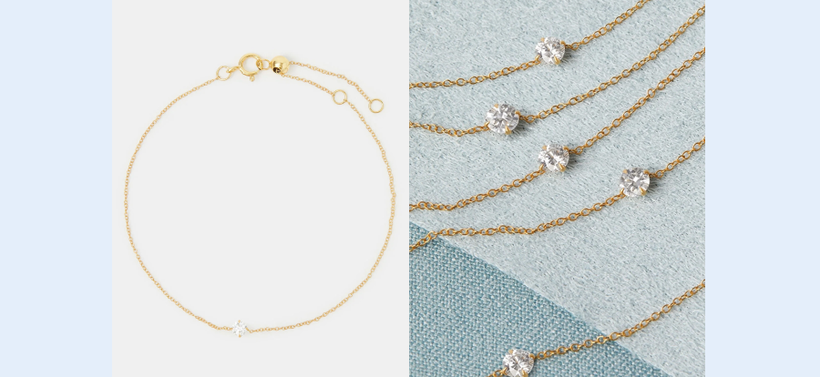 Lab Grown Diamond 0.1ct Chain Bracelet 9ct Gold