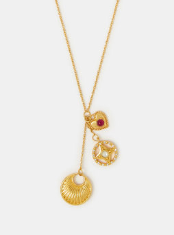 14ct Gold-Plated Lariat Charm Necklace