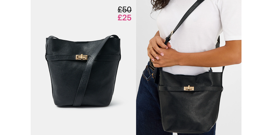 Leather Bucket Crossbody Bag