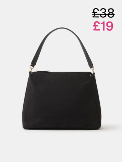 Large Slouchy Faux Suede Shoulder Bag Black