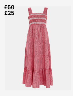 Stipe Maxi Dress Red