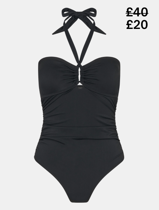 Halter Bandeau Shaping Swimsuit Black