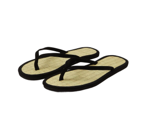 Plain Seagrass Flip Flops Black