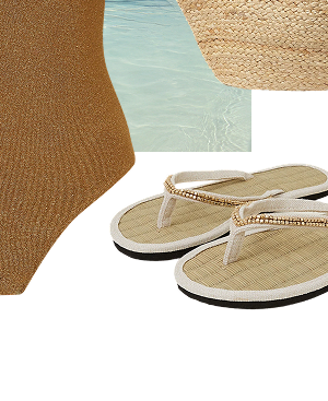 Beaded Seagrass Flip Flops