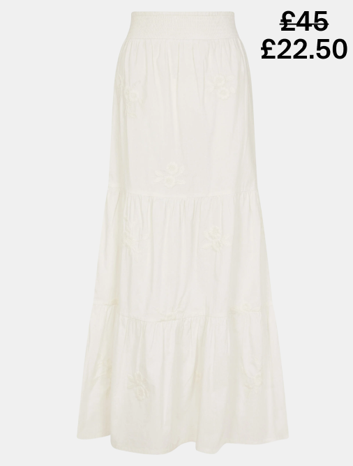 Embroidered Tiered Maxi Skirt 