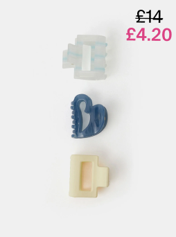 3-Pack Heart & Square Resin Claw Clips