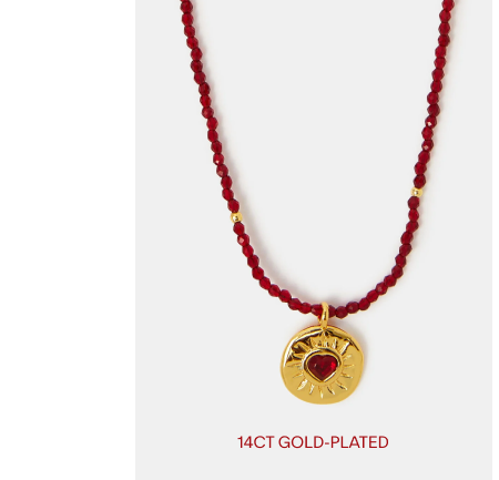 14ct Gold-Plated Bead Heart Coin Pendant Necklace