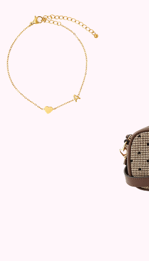 Stainless Steel Heart Initial Bracelet Gold