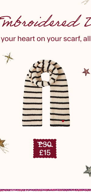 Stripe Heart Rib Knit Scarf