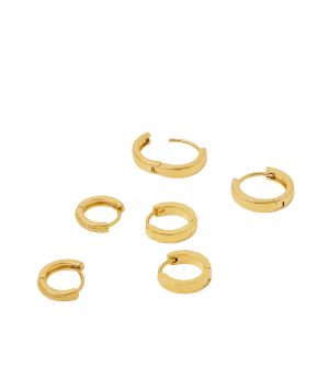 3-Pack Stainless Steel Clicker Hoop Earrings