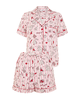 Christmas Cocktail Short Pyjamas Set Pink