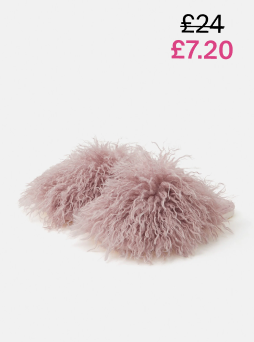 Shaggy Faux Fur Slippers Purple