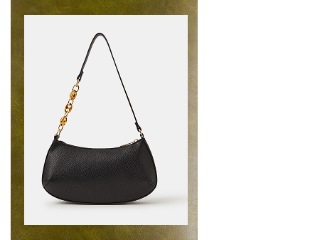 Resin Chain Strap Shoulder Bag Black