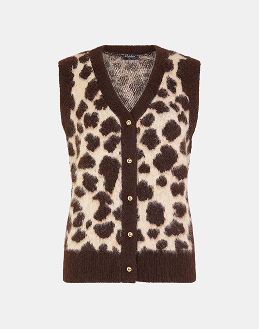 Leopard Print Brushed Knit Vest Leopard