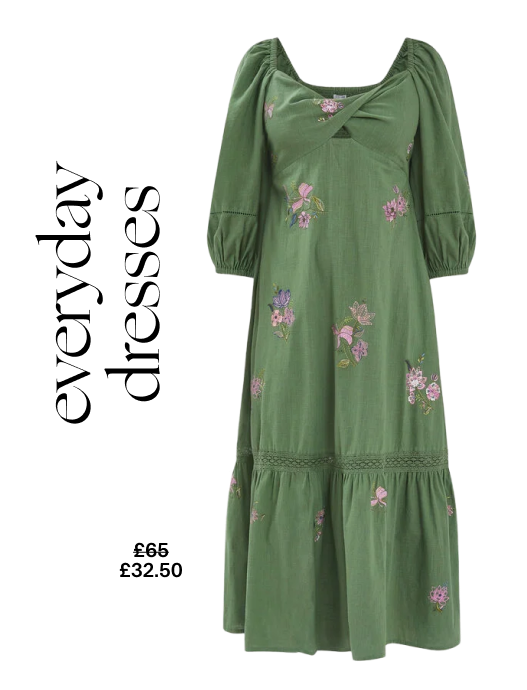 Embroidered Maxi Dress Green