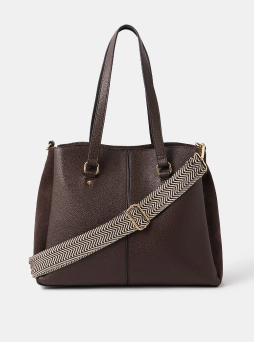 Webbing Strap Faux Leather Shoulder Bag