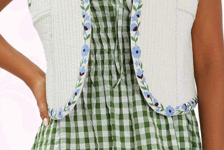 Floral Embroidered Waistcoat Ivory