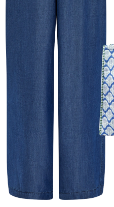 Chambray Wide Leg Trousers Blue