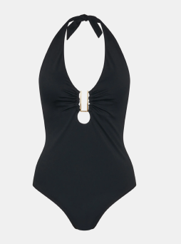 Halter Neck Shaping One Piece Swimsuit Black