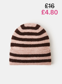 Stripe Knit Beanie Hat