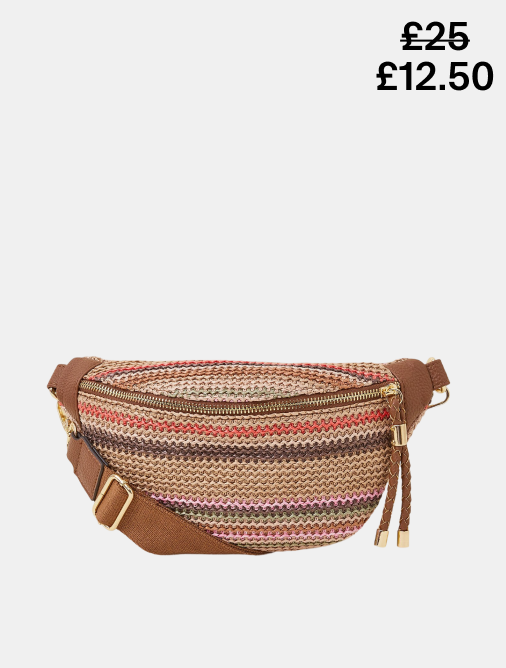 Stripe Raffia Bum Bag